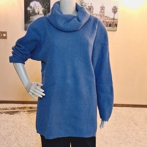 Blue Tunic Length Sweater